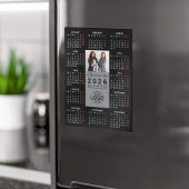 Logo Photo Sleek Black Calendar 2026 Magnetic Card マグネット招待状