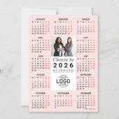 Logo Photo Soft Blush Calendar 2026 Magnetic Card マグネット招待状 (正面)