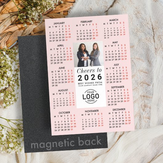 Logo Photo Soft Blush Calendar 2026 Magnetic Card マグネット招待状