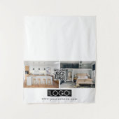 Logo Photo Table Runner Banner Real Estate QR Code タペストリー (正面)