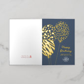 Logo Playful Balloons Dusty Blue Business Birthday 箔シーズンカード (外側レイダウン)