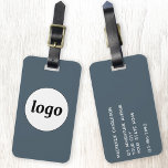 Logo Promotional Charcoal Gray Business Branding ラゲッジタグ<br><div class="desc">Simple logo design for your business. Replace the logo and details with your own and change the background color in the design tool to customize. Ideal for as a promotional item to give to clients, customers and employees, and for business travel and trade shows.</div>
