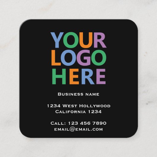 Logo QR Code and Text Custom Personalized スクエア名刺 (正面)