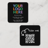 Logo QR Code and Text Custom Personalized スクエア名刺 (正面/裏面)