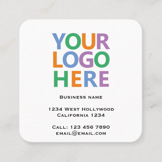 Logo QR Code and Text Custom Personalized スクエア名刺 (正面)