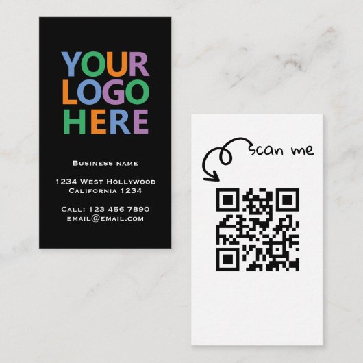 Logo QR Code and Text Custom Personalized 名刺 (正面/裏面)