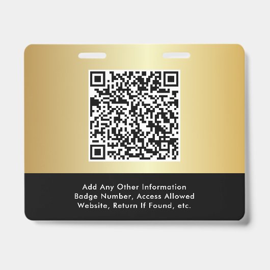 Logo QR Code Black Gold Event Access Pass バッジ (裏面)