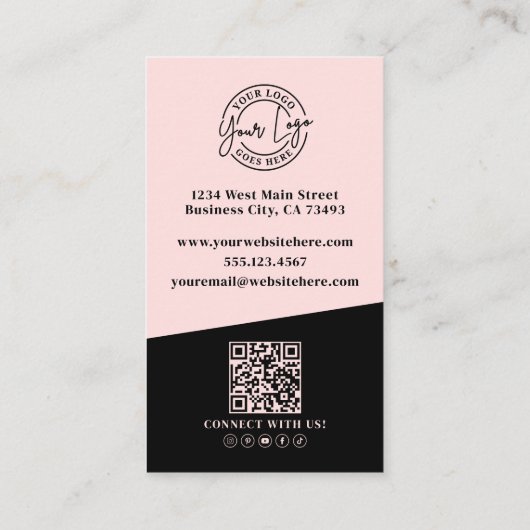 Logo QR Code Blush Pink 名刺 (裏面)