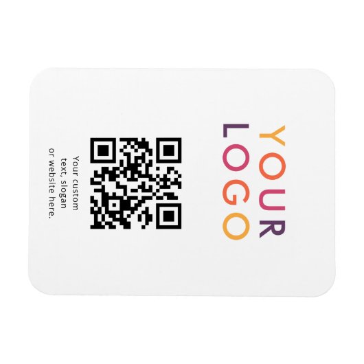 Logo QR Code Business Template White マグネット (横)