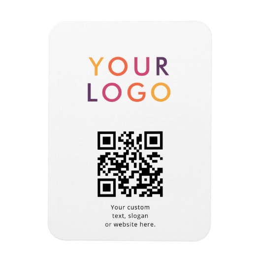 Logo QR Code Business Template White マグネット (縦)