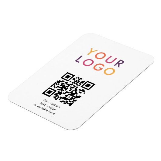 Logo QR Code Business Template White マグネット (左側)