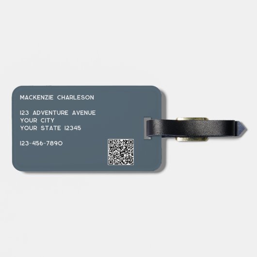 Logo QR Code Charcoal Gray Business Promotional ラゲッジタグ (裏面横)