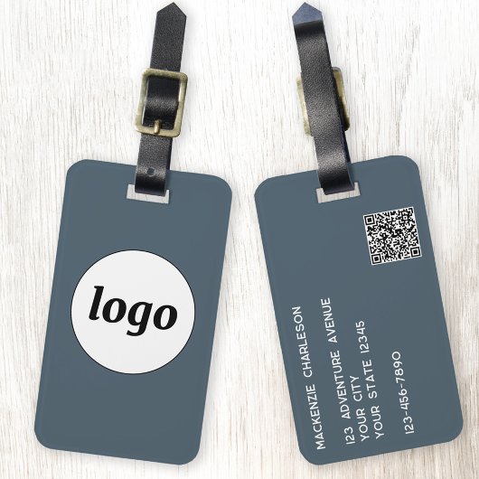 Logo QR Code Charcoal Gray Business Promotional ラゲッジタグ