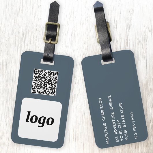 Logo QR Code Charcoal Gray Business Promotional ラゲッジタグ