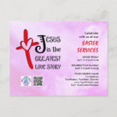 Logo QR Code JESUS GREATEST LOVE STORY Easter インビテーションポストカード (正面)