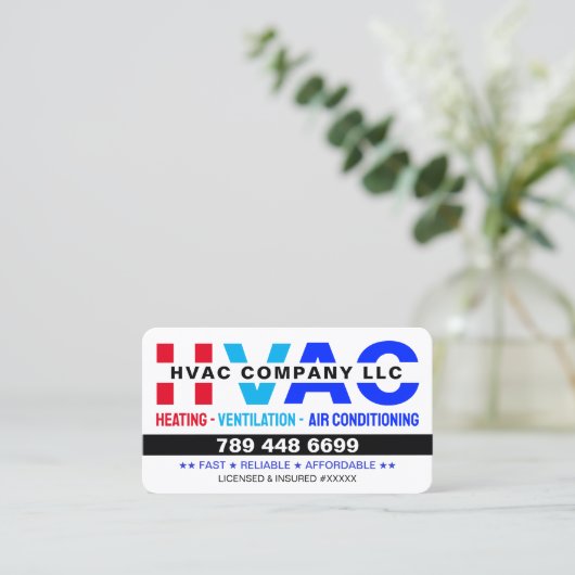 Logo, Qr Code & License - Modern AC Services, HVAC 名刺 (スタンド正面)