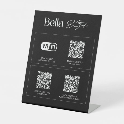 Logo QR Code Social Media Wifi 台座サイン (正面)