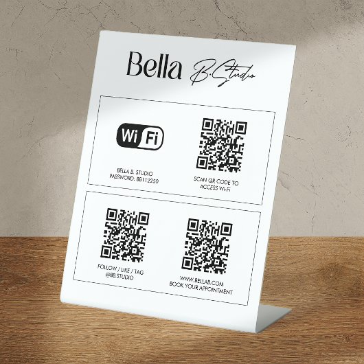 Logo QR Code Social Media Wifi Pedestal Sign 台座サイン