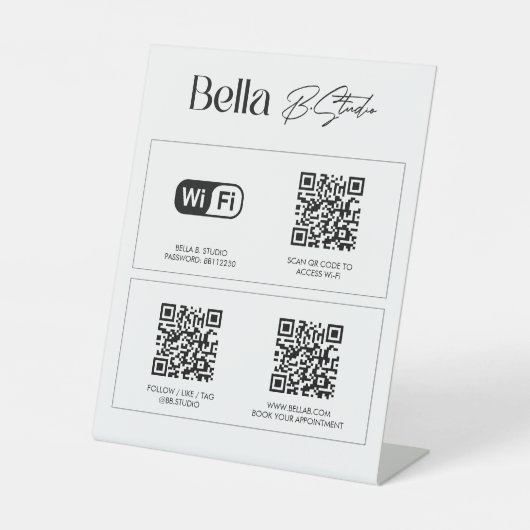 Logo QR Code Social Media Wifi Pedestal Sign 台座サイン (正面)