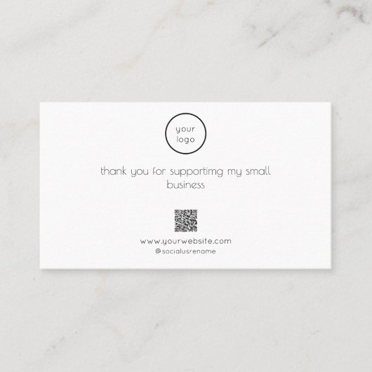 Logo QR Code Thank You Card Small Business 名刺 (正面)