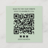 Logo Sage Green QR Code Website Social Media スクエア名刺 (裏面)