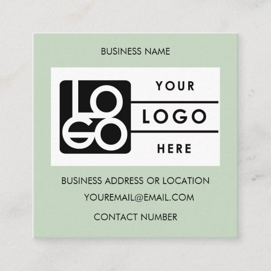 Logo Sage Green QR Code Website Social Media スクエア名刺 (正面)