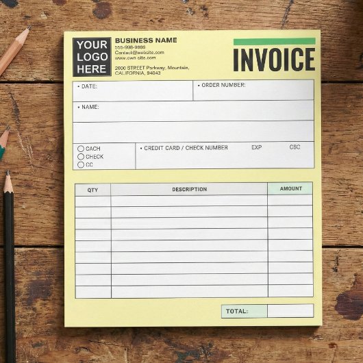 Logo, Sales Receipt Order Forms, Invoice Booklet ノートパッド