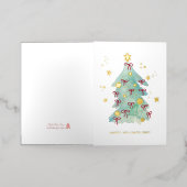 Logo Simple Christmas Tree Red Ribbons Business 箔シーズンカード (外側レイダウン)