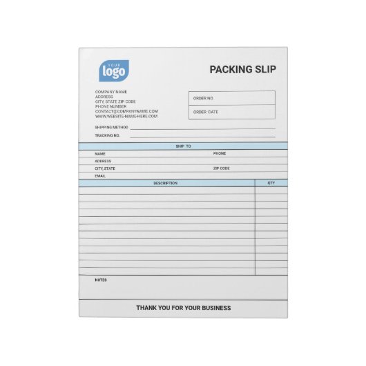Logo Small Business Packing Slip Template Notepad ノートパッド (回転)