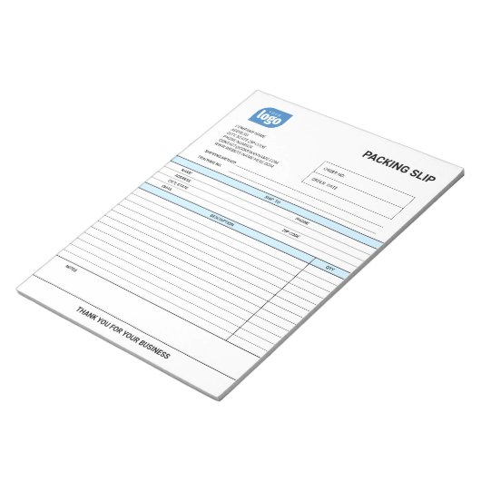 Logo Small Business Packing Slip Template Notepad ノートパッド (アングル)