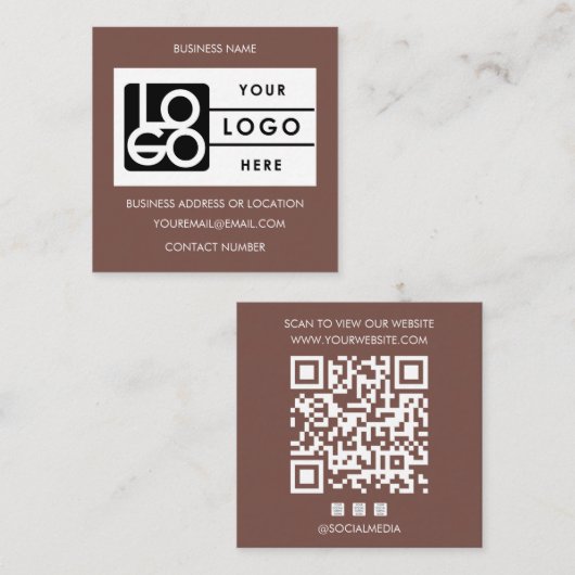 Logo Terracotta QR Code Website Social Media スクエア名刺 (正面/裏面)