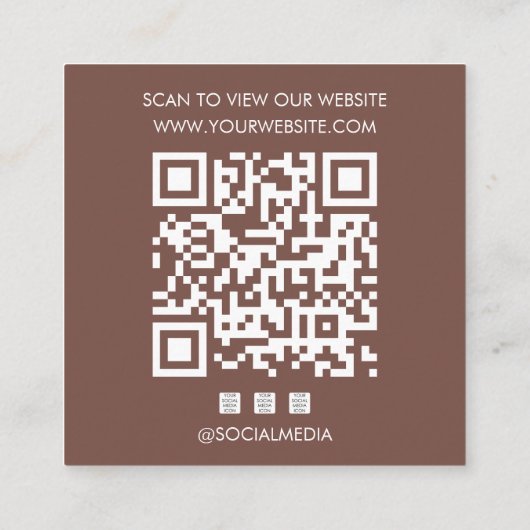 Logo Terracotta QR Code Website Social Media スクエア名刺 (裏面)