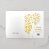 Logo Three Playful Balloons Business Birthday 箔シーズンカード (外側レイダウン)