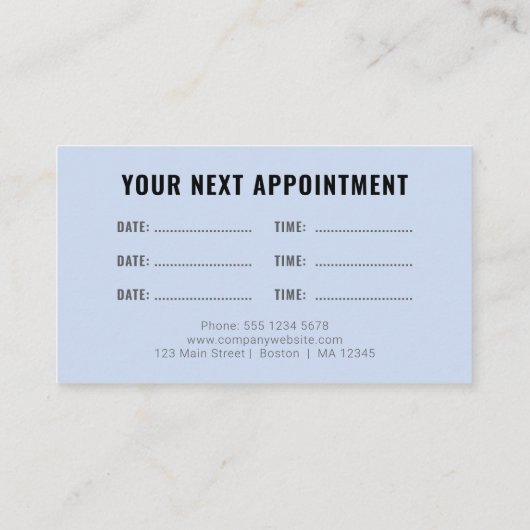 Logo Upload Modern Simple Appointment Blue 名刺 (裏面)