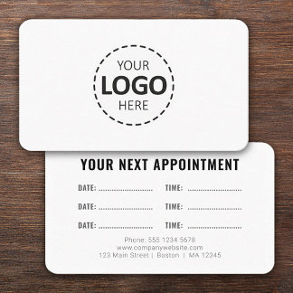 Logo Upload Modern Simple Appointment White 名刺