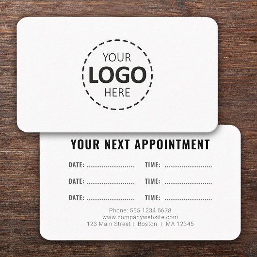 Logo Upload Modern Simple Appointment White 名刺