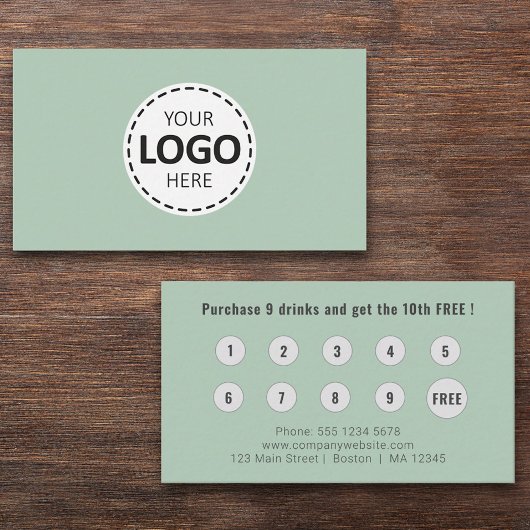 Logo Upload Modern Simple Olive Green Loyalty 名刺