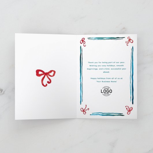 Logo Whimsical Charming Christmas Tree Business シーズンカード (内部)