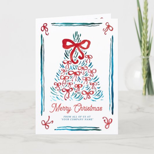 Logo Whimsical Charming Christmas Tree Business シーズンカード (正面)