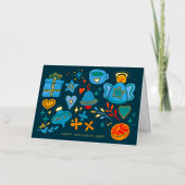 Logo Whimsical Hand Painted Blue Orange Business 箔シーズンカード (正面)