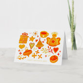 Logo Whimsical Hand Painted Orange White Business 箔シーズンカード (正面)