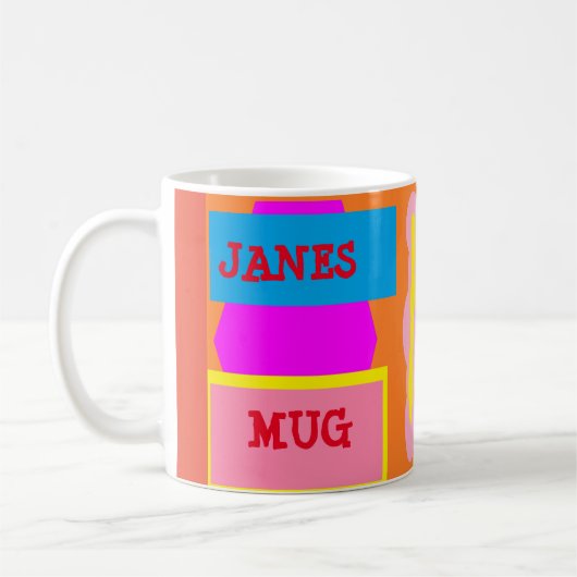 LOGO with Janes nameおもしろいデザイン混色 コーヒーマグカップ (左)
