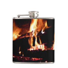 Logs in the Fireplace Warm Fire Photography フラスク