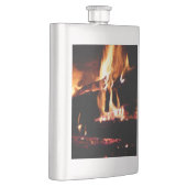 Logs in the Fireplace Warm Fire Photography フラスク (右)