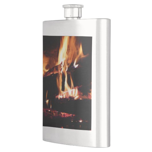 Logs in the Fireplace Warm Fire Photography フラスク (左)