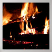 Logs in the Fireplace Warm Fire Photography ポスター (正面)