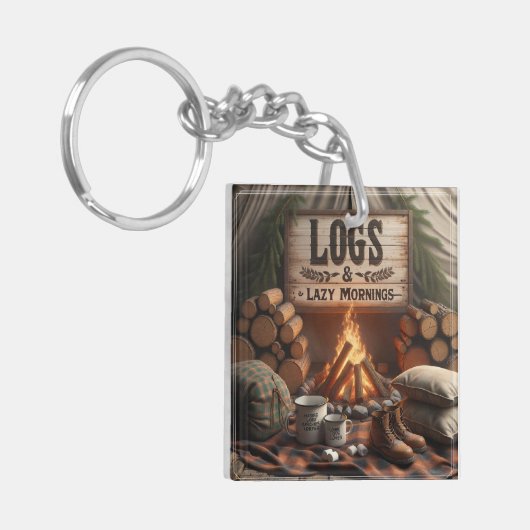 Logs & Lazy Mornings Keychain – Camping Adventure キーホルダー (正面左)