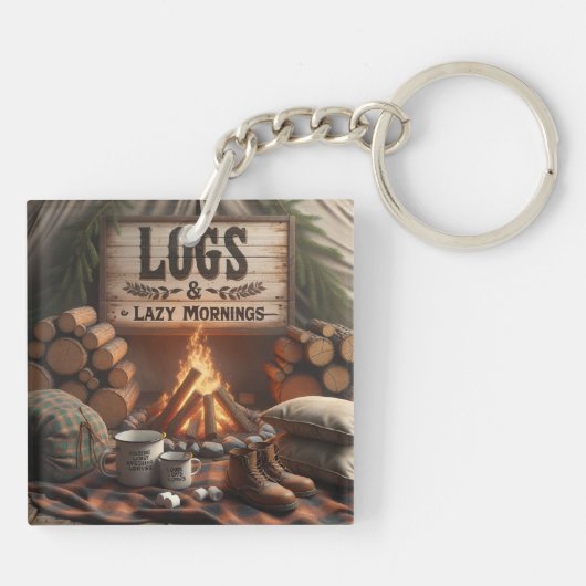 Logs & Lazy Mornings Keychain – Camping Adventure キーホルダー (裏面)