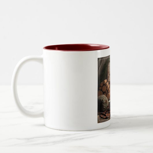 Logs & Lazy Mornings Mug – Cozy Camp Coffee Escape ツートーンマグカップ (左)