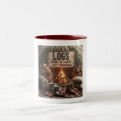 Logs & Lazy Mornings Mug – Cozy Camp Coffee Escape ツートーンマグカップ (中央)